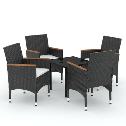 Set da Pranzo da Giardino 5 pz con Cuscini Nero | homemem39