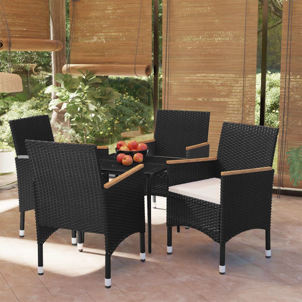 Set da Pranzo da Giardino 5 pz con Cuscini Nero | homemem39