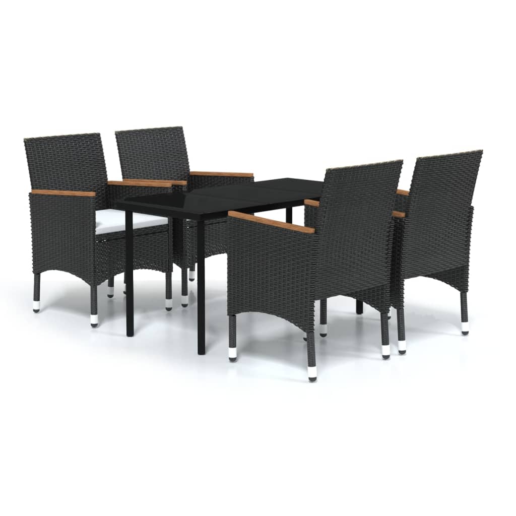 Set da Pranzo da Giardino 5 pz con Cuscini Nero | homemem39
