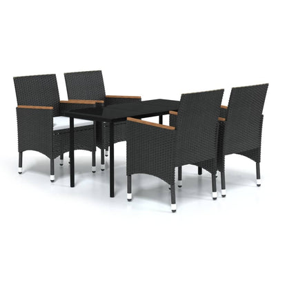 Set da Pranzo da Giardino 5 pz con Cuscini Nero | homemem39