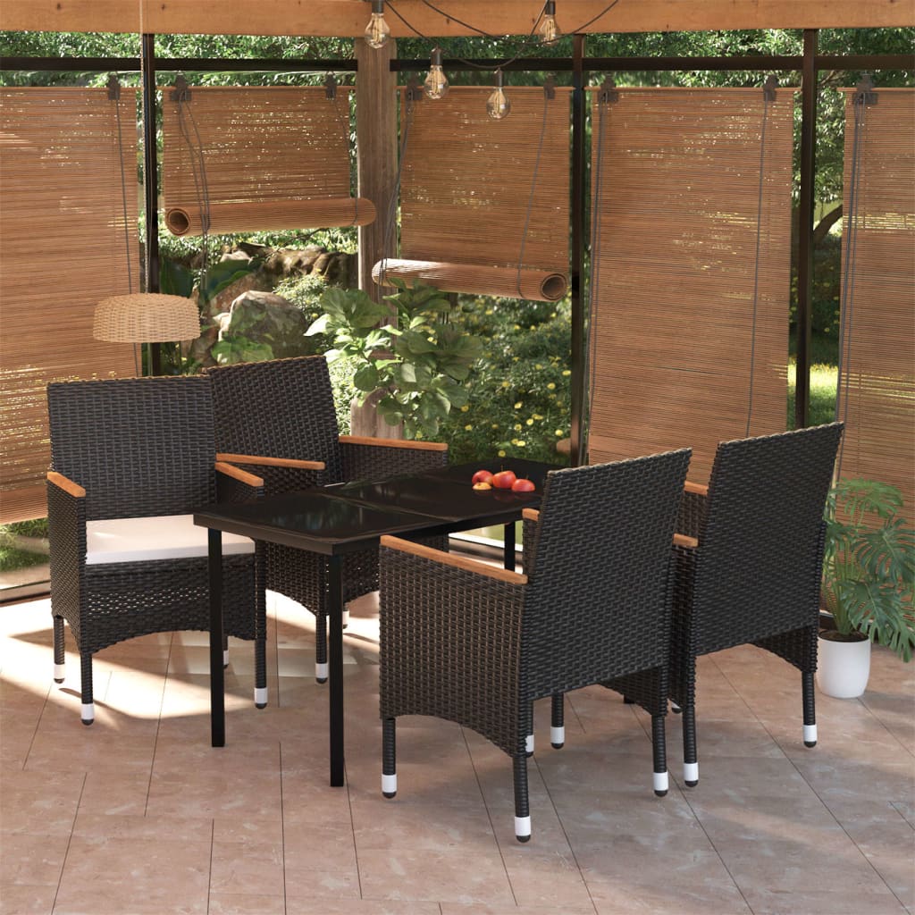 Set da Pranzo da Giardino 5 pz con Cuscini Nero | homemem39