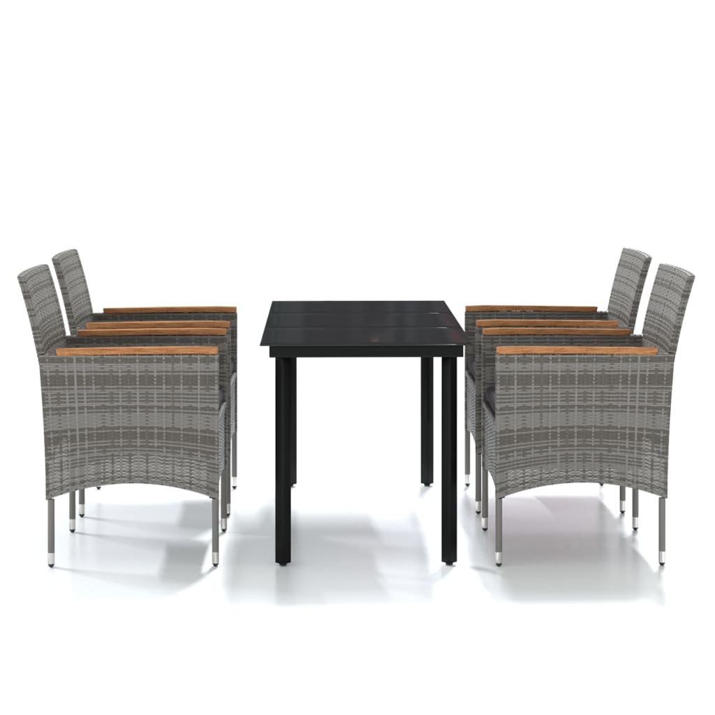 Set da Pranzo da Giardino 5 pz con Cuscini Grigio e Nero - homemem39