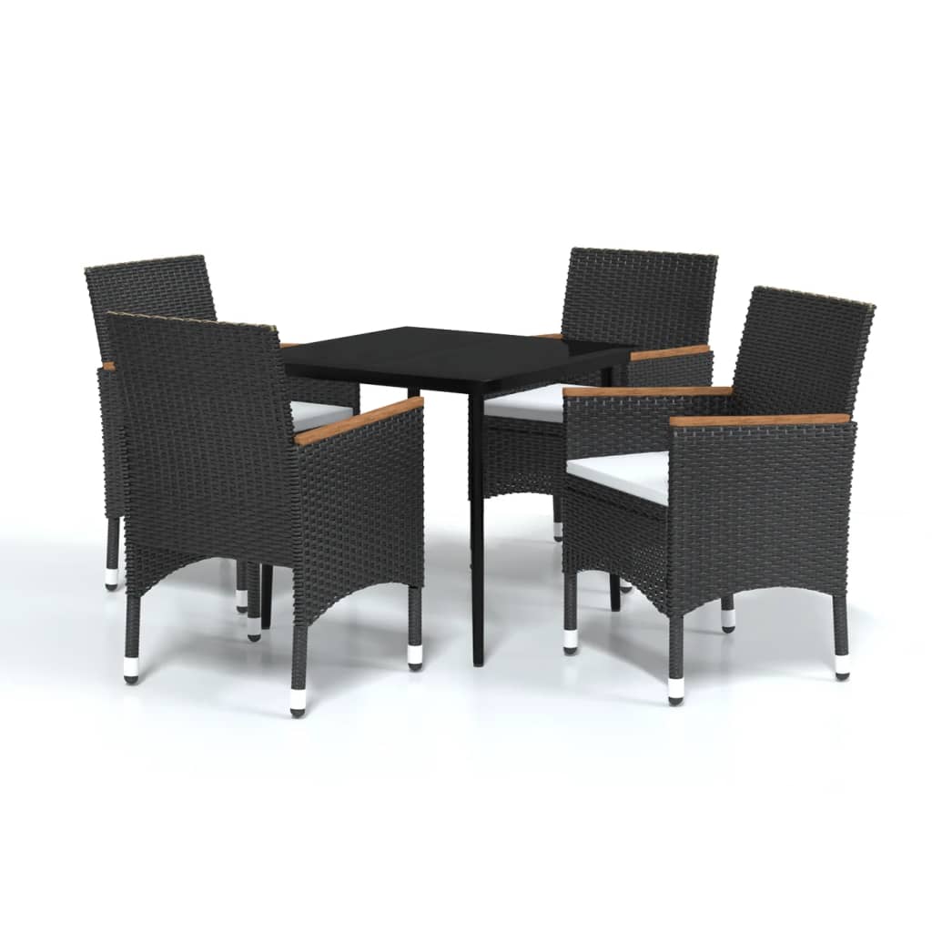 Set da Pranzo da Giardino 5 pz con Cuscini Nero | homemem39