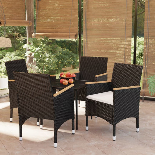 Set da Pranzo da Giardino 5 pz con Cuscini Nero - homemem39