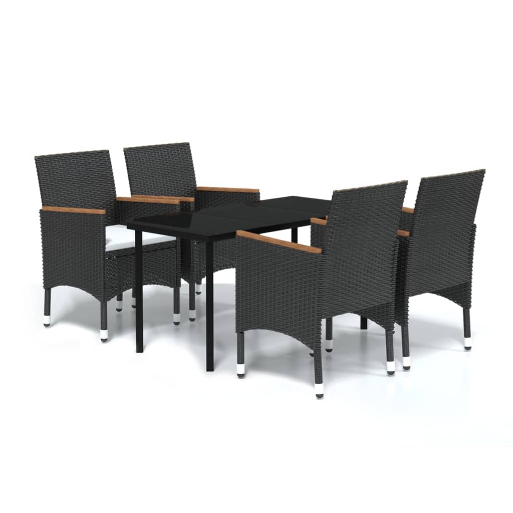 Set da Pranzo da Giardino 5 pz con Cuscini Nero | homemem39