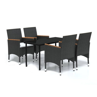Set da Pranzo da Giardino 5 pz con Cuscini Nero | homemem39