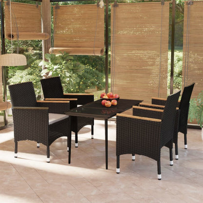 Set da Pranzo da Giardino 5 pz con Cuscini Nero | homemem39