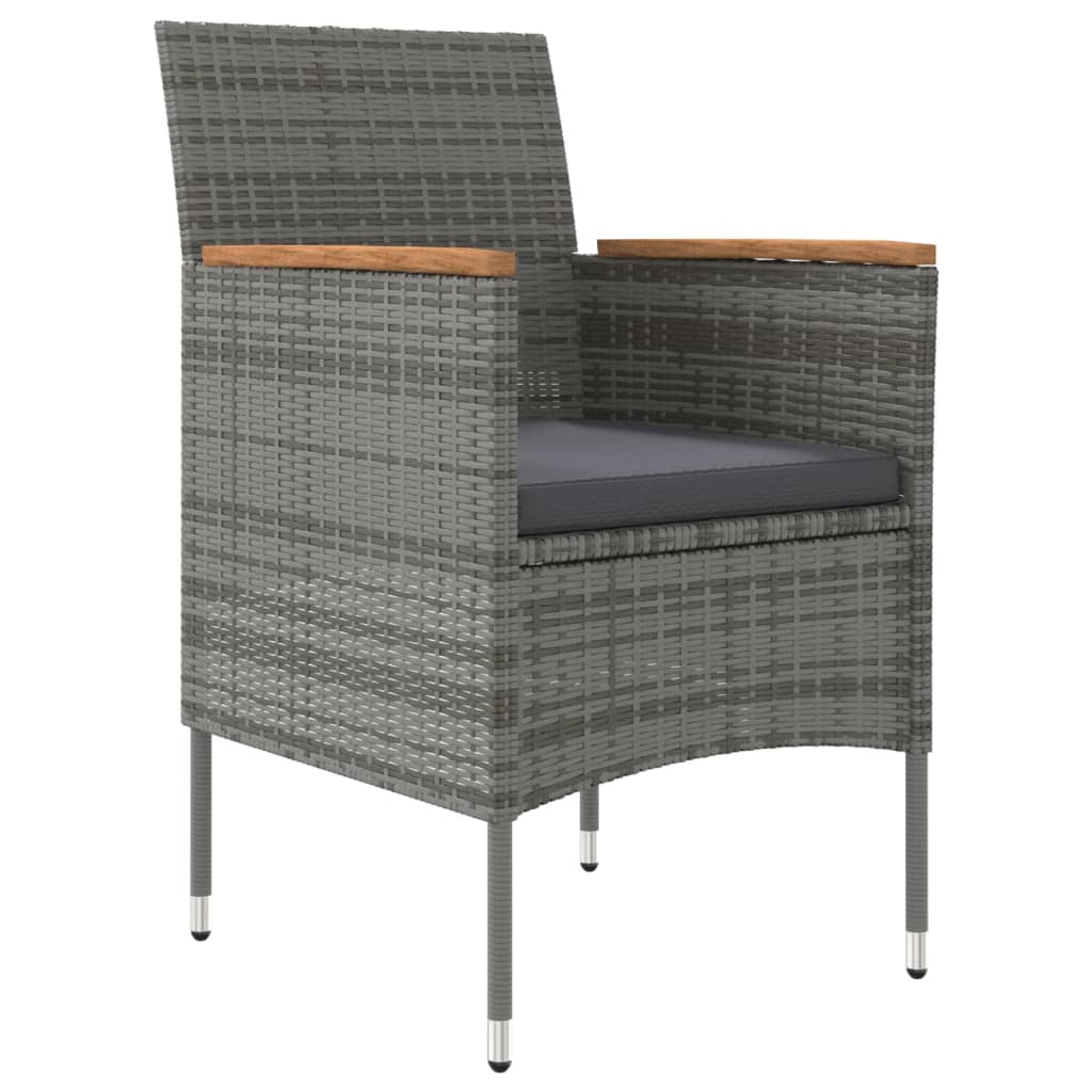 Set da Pranzo da Giardino 5 pz con Cuscini Grigio e Nero - homemem39