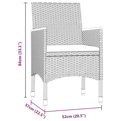 Set da Pranzo da Giardino 9 pz con Cuscini Nero e Grigio - homemem39