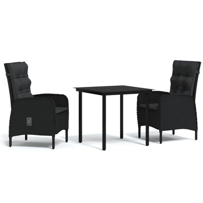 Set da Pranzo da Giardino 3 pz con Cuscini Nero | homemem39