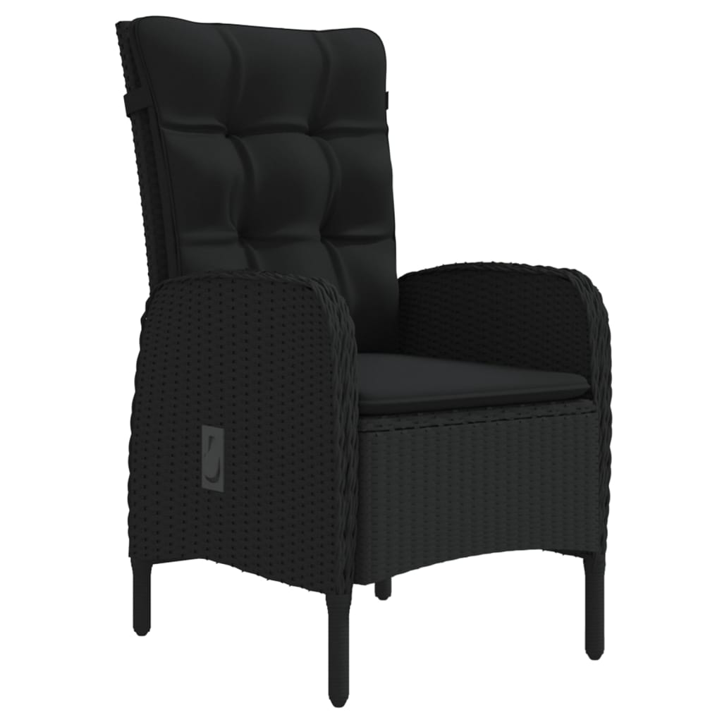 Set da Pranzo da Giardino 3 pz con Cuscini Nero | homemem39
