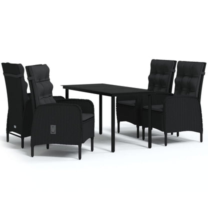Set da Pranzo da Giardino 5 pz con Cuscini Nero | homemem39