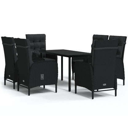Set da Pranzo da Giardino 7 pz con Cuscini Nero | homemem39