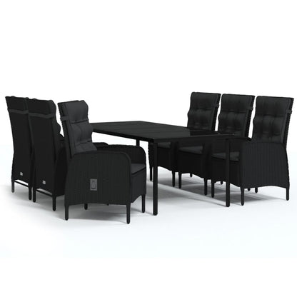 Set da Pranzo da Giardino 7 pz con Cuscini Nero | homemem39