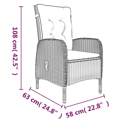 Set da Pranzo da Giardino 7 pz con Cuscini Nero | homemem39