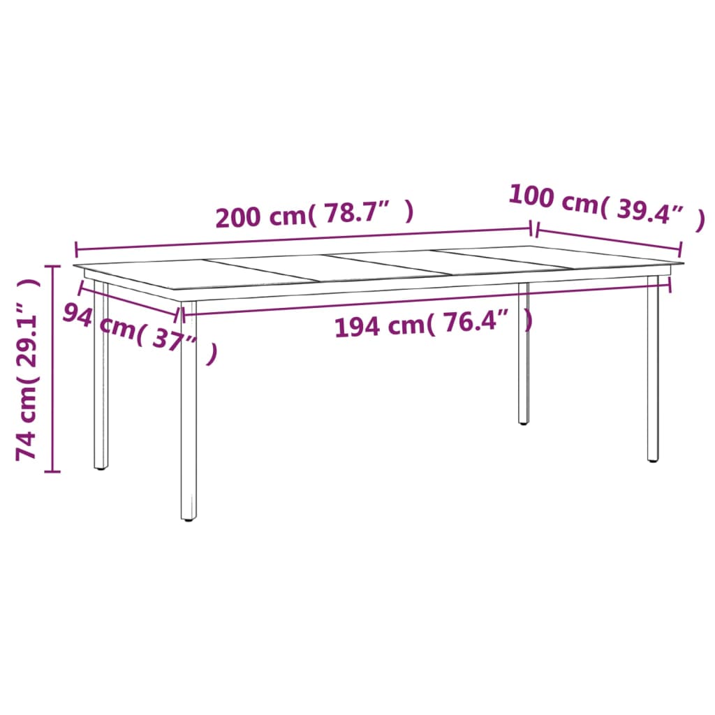 Set da Pranzo da Giardino 7 pz con Cuscini Nero | homemem39