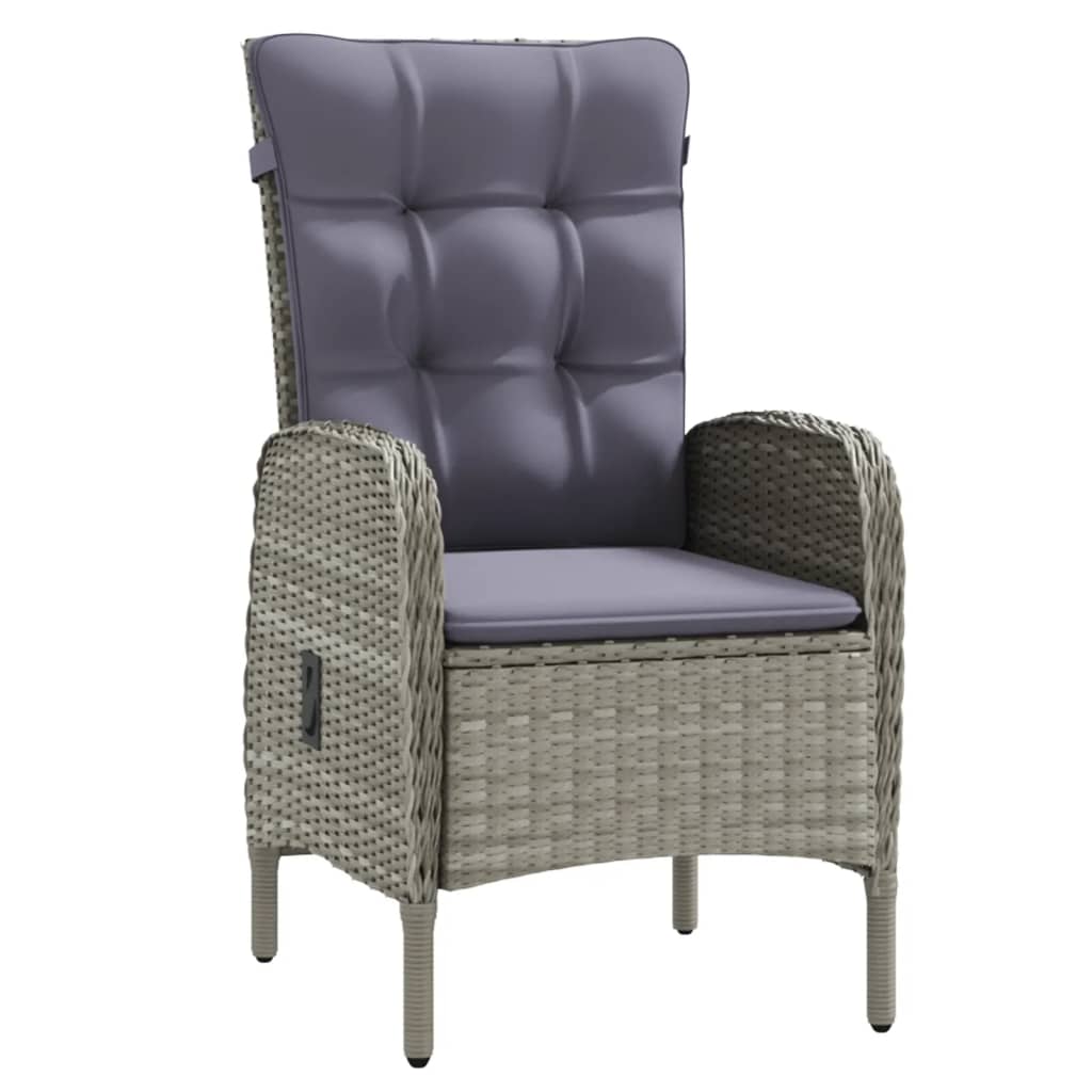 Set da Pranzo da Giardino 3 pz con Cuscini Grigio e Nero - homemem39