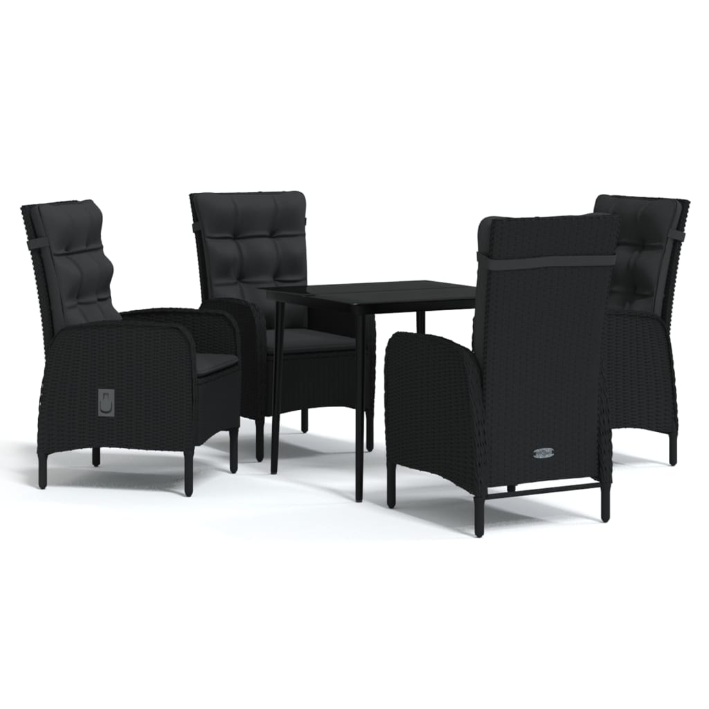 Set da Pranzo da Giardino 5 pz con Cuscini Nero | homemem39
