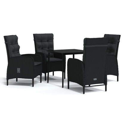 Set da Pranzo da Giardino 5 pz con Cuscini Nero | homemem39