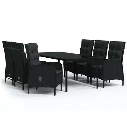 Set da Pranzo da Giardino 7 pz con Cuscini Nero | homemem39