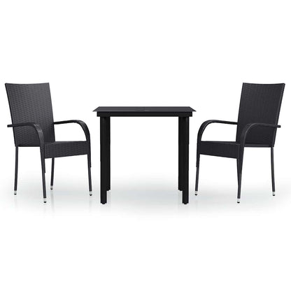 Set Mobili da Pranzo per Giardino 3 pz Nero | homemem39