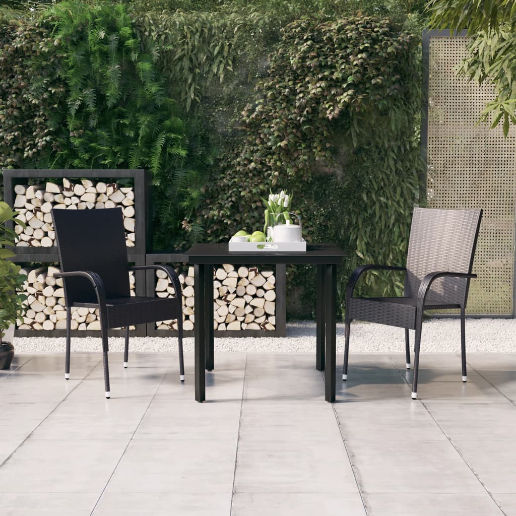Set Mobili da Pranzo per Giardino 3 pz Nero - homemem39