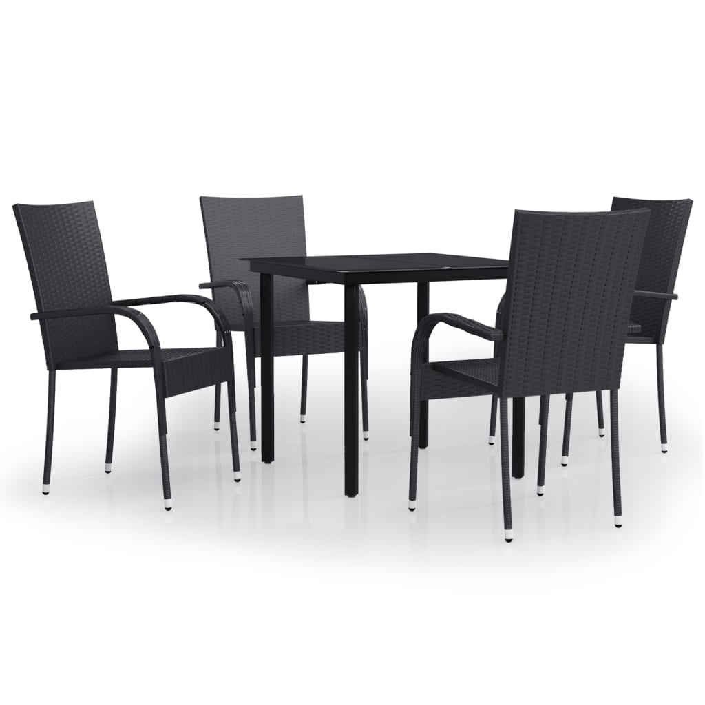 Set Mobili da Pranzo per Giardino 5 pz Nero | homemem39
