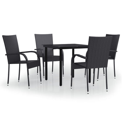 Set Mobili da Pranzo per Giardino 5 pz Nero | homemem39