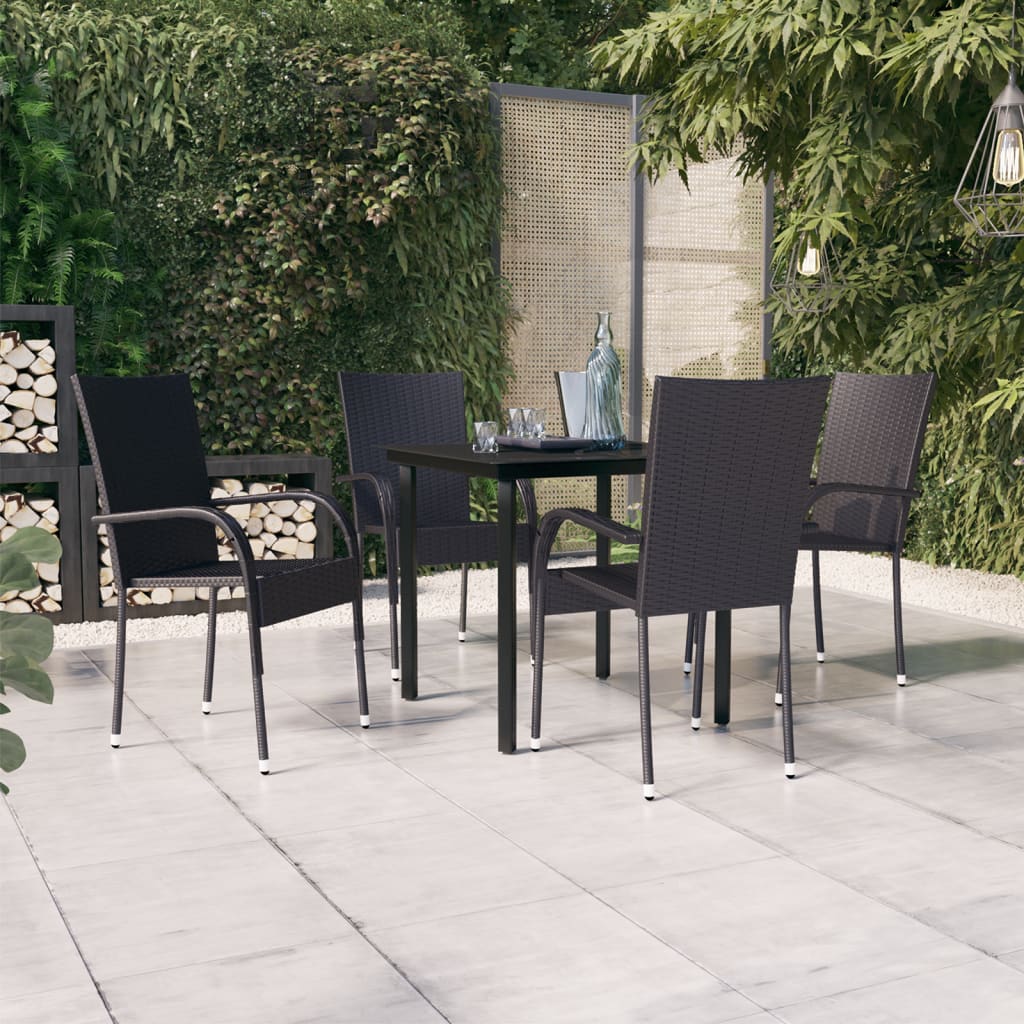 Set Mobili da Pranzo per Giardino 5 pz Nero | homemem39