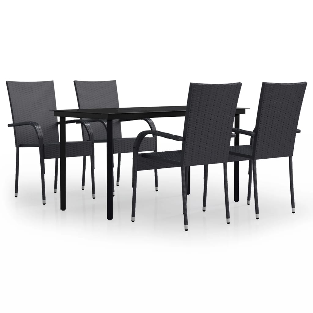 Set Mobili da Pranzo per Giardino 5 pz Nero | homemem39