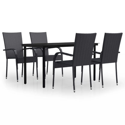 Set Mobili da Pranzo per Giardino 5 pz Nero | homemem39