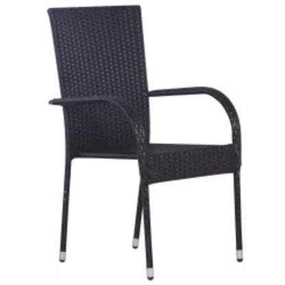 Set Mobili da Pranzo per Giardino 7 pz Nero | homemem39