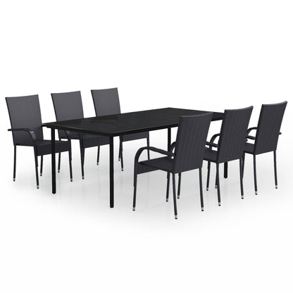 Set da Pranzo per Giardino 7 pz con Cuscini Neri | homemem39