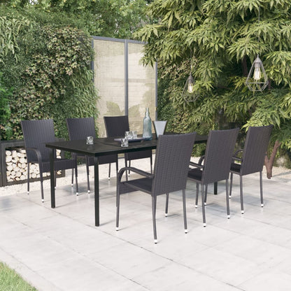 Set da Pranzo per Giardino 7 pz con Cuscini Neri | homemem39