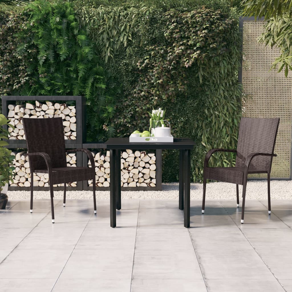 Set da Pranzo per Giardino 3 pz Marrone e Nero | homemem39