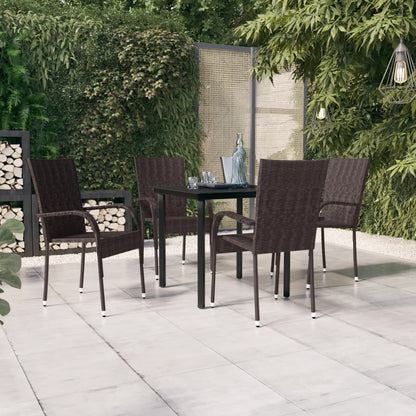 Set da Pranzo da Giardino 5 pz Marrone e Nero | homemem39