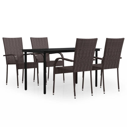 Set da Pranzo per Giardino 5 pz con Cuscini Marrone e Nero | homemem39