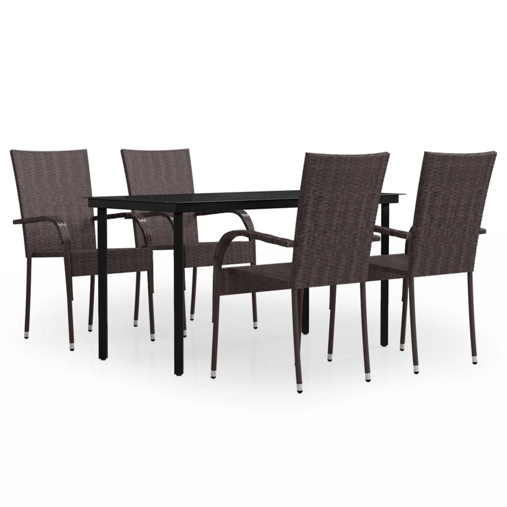 Set da Pranzo per Giardino 5 pz con Cuscini Marrone e Nero - homemem39