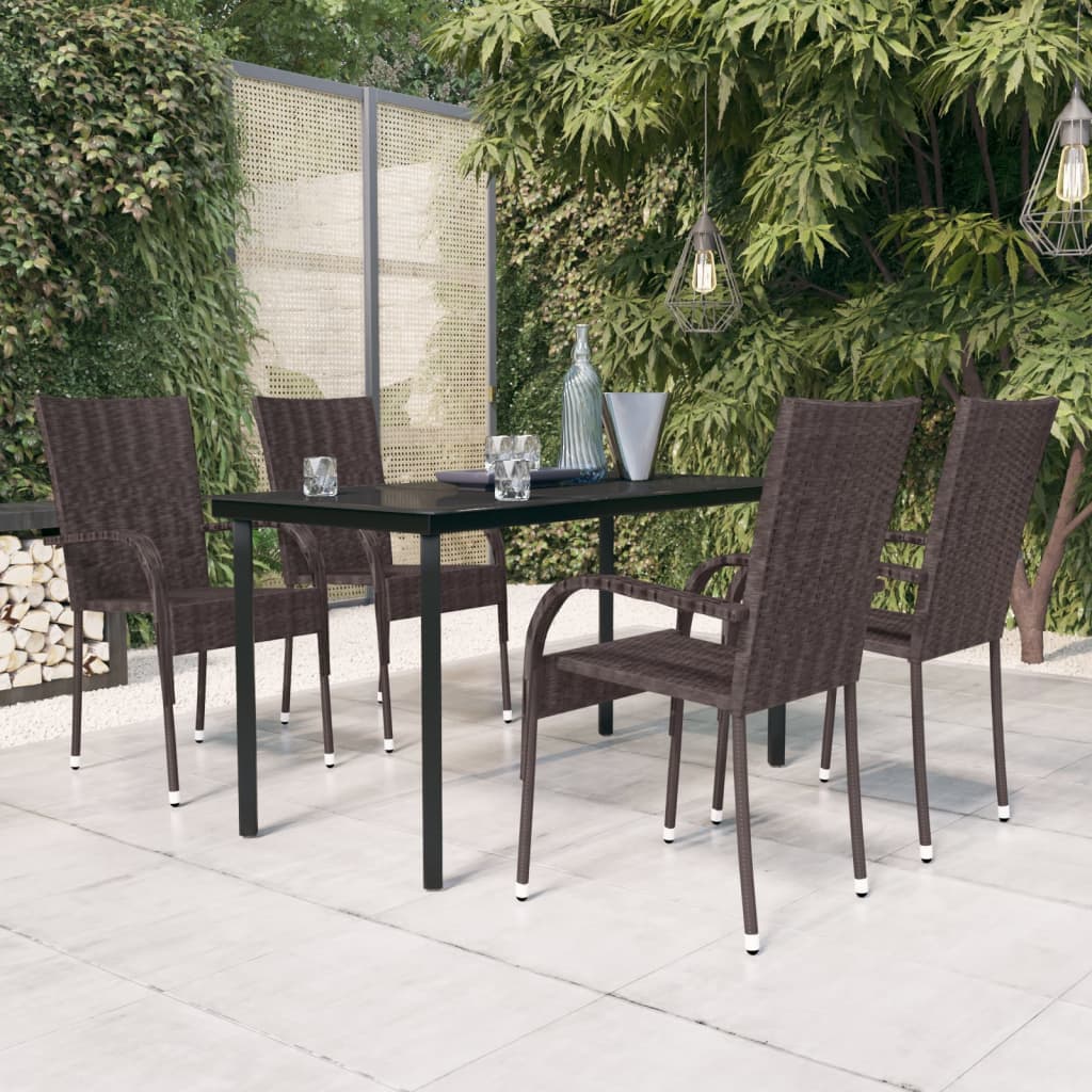 Set da Pranzo per Giardino 5 pz con Cuscini Marrone e Nero | homemem39