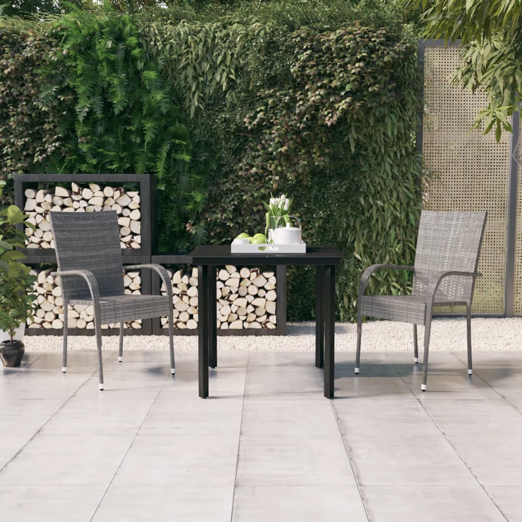 Set da Pranzo per Giardino 7 pz con Cuscini Grigio e Nero | homemem39