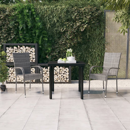Set da Pranzo per Giardino 7 pz con Cuscini Grigio e Nero | homemem39