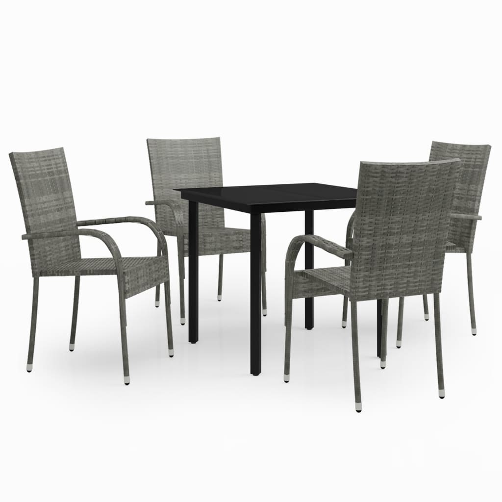 Set Mobili da Pranzo per Giardino 5 pz Grigio e Nero | homemem39