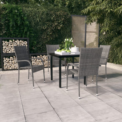 Set Mobili da Pranzo per Giardino 5 pz Grigio e Nero | homemem39