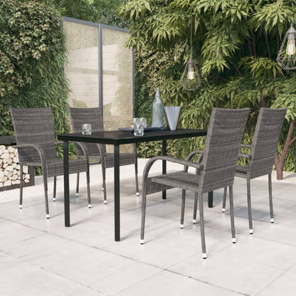 Set Mobili da Pranzo per Giardino 5 pz Grigio e Nero | homemem39