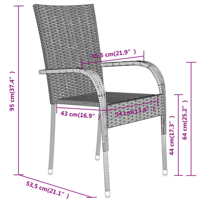 Set da Pranzo per Giardino 7 pz con Cuscini Grigio e Nero - homemem39