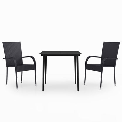Set Mobili da Pranzo per Giardino 3 pz Nero | homemem39