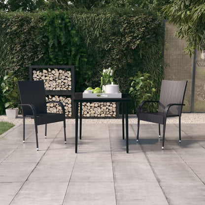 Set Mobili da Pranzo per Giardino 3 pz Nero | homemem39
