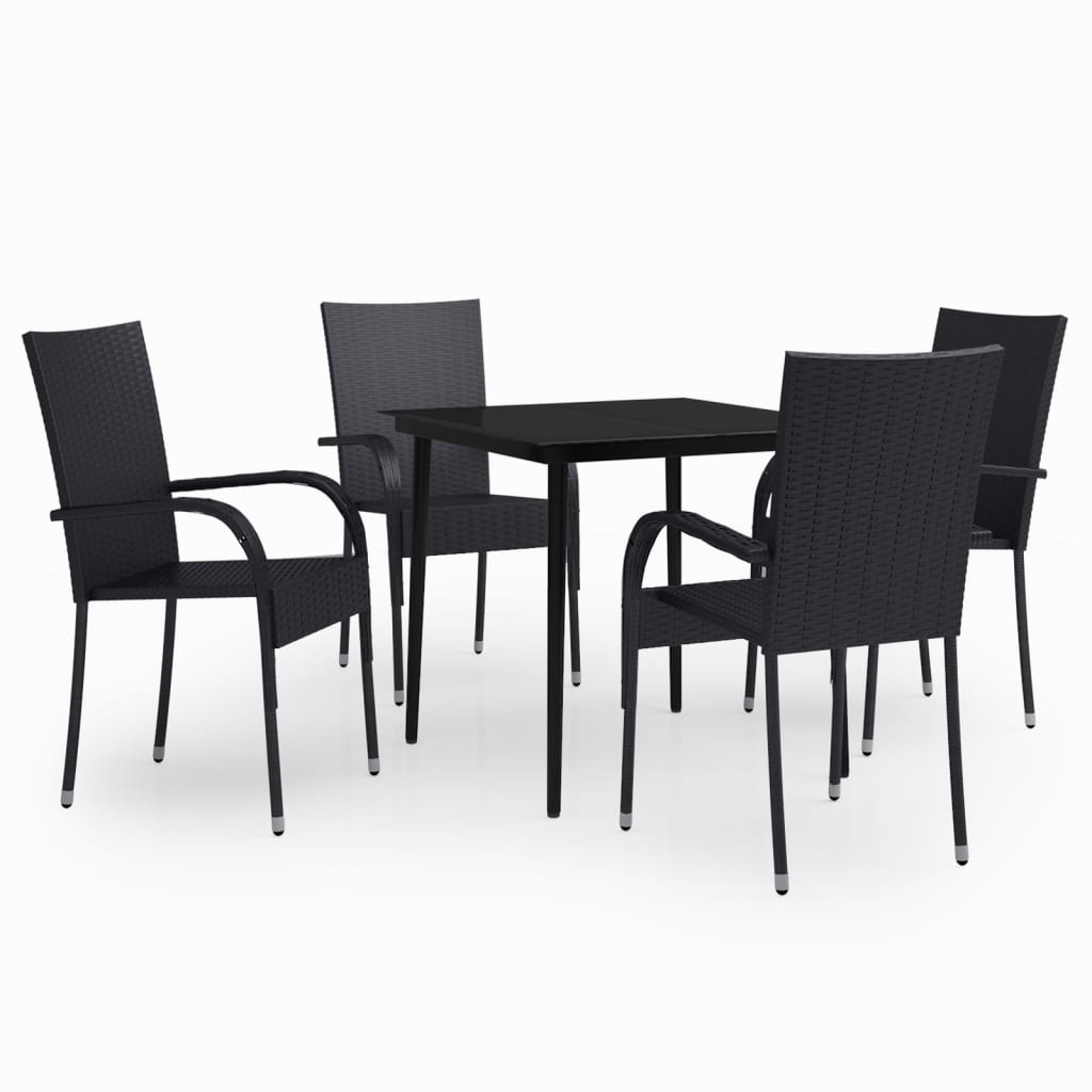Set da Pranzo da Giardino 5 pz Nero - homemem39