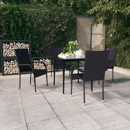 Set da Pranzo da Giardino 5 pz Nero - homemem39