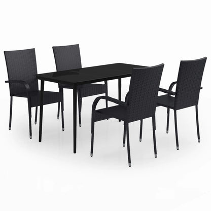 Set da Pranzo da Giardino 5 pz Nero | homemem39